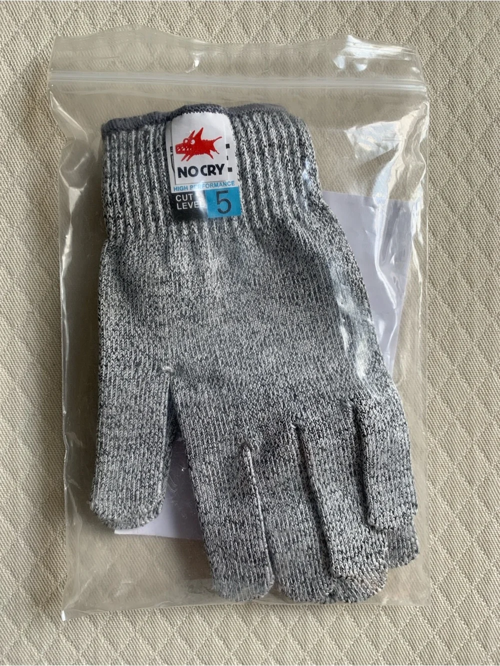 NoCry Cut Resistant Work Gloves - Gray Cut Level 5 Size Small